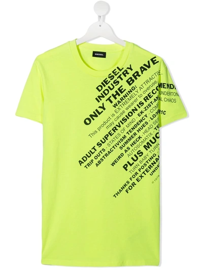 Diesel Teen Graphic Print Short-sleeved T-shirt In Yellow