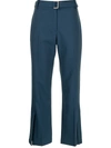 EUDON CHOI BELTED-WAIST CROPPED TROUSERS