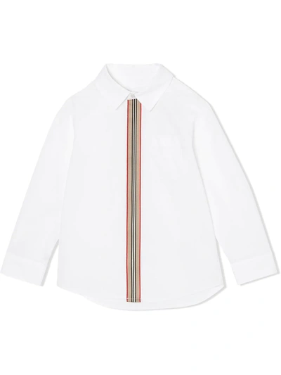 Burberry Striped-placket Poplin Shirt In White
