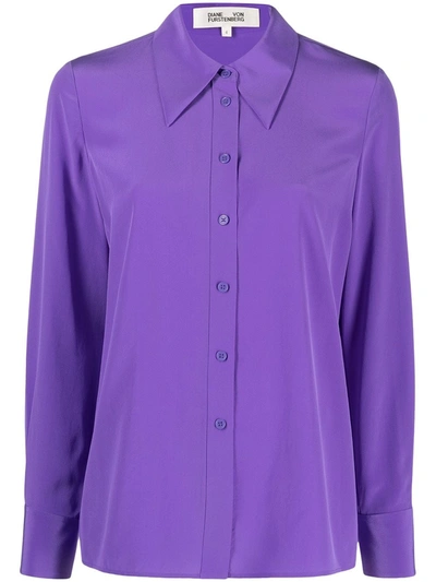 Diane Von Furstenberg Darcy Silk Crepe De Chine Shirt In Purple