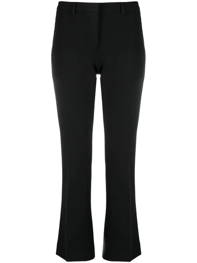 Pt01 Cropped Flared Tailored Trousers In Black