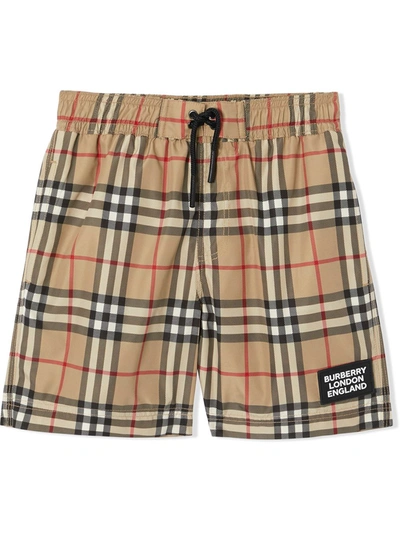 Burberry Kids' Beige Vintage Check Shorts In Archive Beige