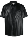 Nanushka Faux Leather Shirt In Black