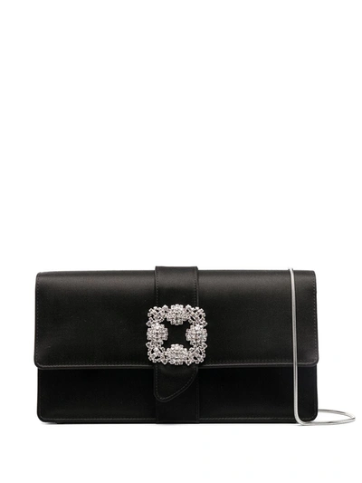 Manolo Blahnik Embellished Buckle Clutch In Black