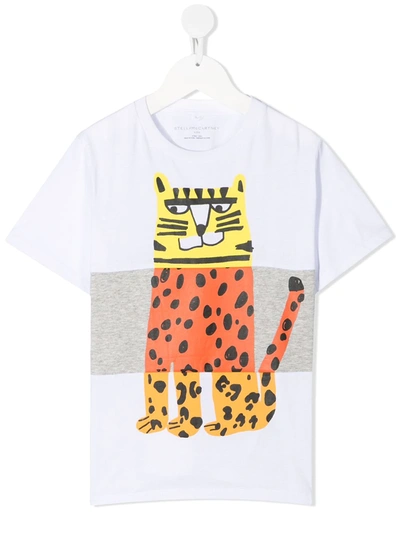 Stella Mccartney Teen Tiger-print Organic-cotton T-shirt In White