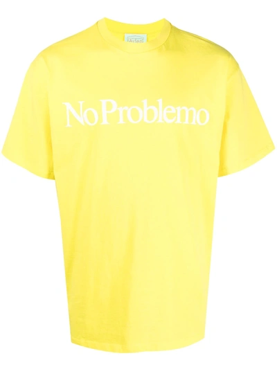 Aries Graphic-print Cotton T-shirt In Yellow