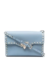 Valentino Garavani Small Rockstud Leather Shoulder Bag In Blue