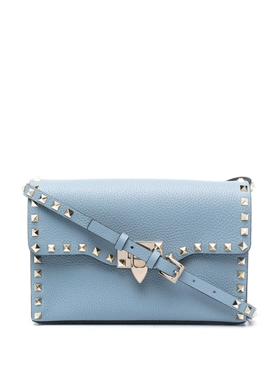Valentino Small Rockstud Leather Shoulder Bag In Blue
