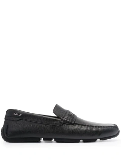 Bally Pablon Pebbled Leather Loafers In Black