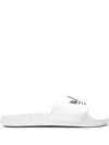 Adidas Originals White Adilette Lite Pool Slides In Black