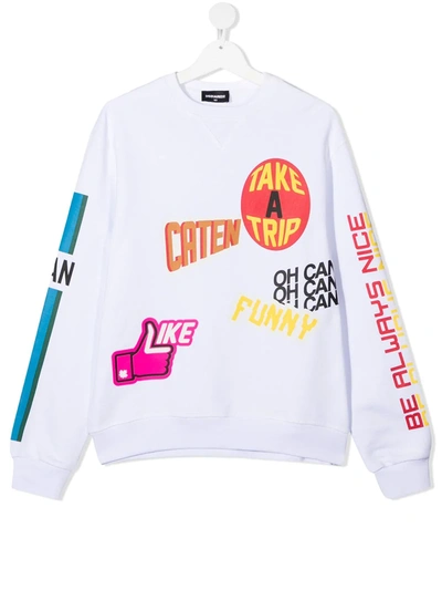 Dsquared2 Teen Multi Icon-print Sweatshirt In White