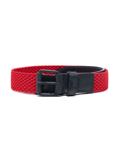 Emporio Armani Teen Buckle-fastening Two-tone Belt In Red