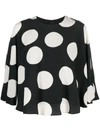 Valentino Cape-effect Polka-dot Silk-georgette Blouse In Black