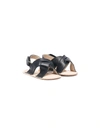 Babywalker Crossover-strap Leather Sandals In Blue