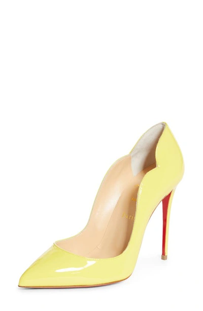 Christian Louboutin Hot Chick 100mm Patent Red Sole High-heel Pumps In Yellow