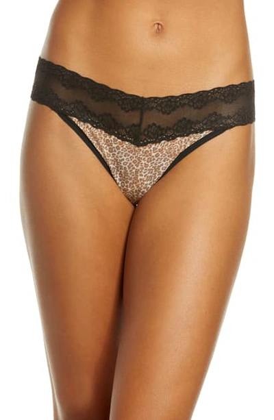 Natori Bliss Perfection One Size Thong In Grey Animal Print