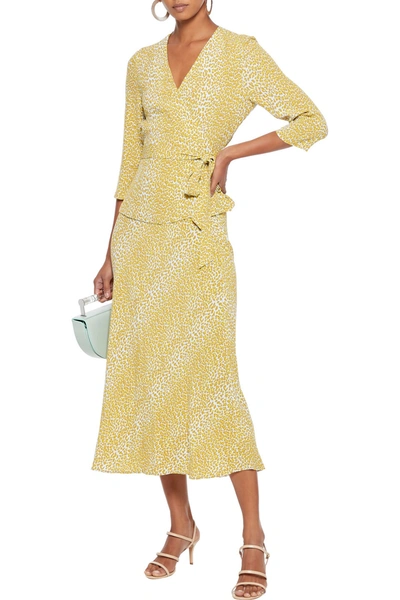 Diane Von Furstenberg Halle Leopard-print Crepe Wrap Top In Marigold |  ModeSens