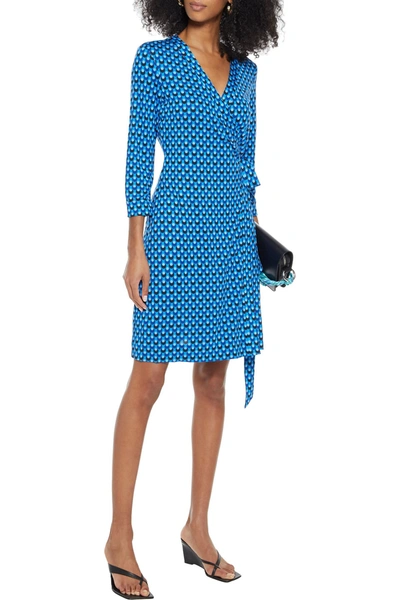 Diane Von Furstenberg New Julian Printed Silk-jersey Wrap Dress In Azure