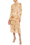 ZIMMERMANN RESISTANCE TIERED FLORAL-PRINT SILK-GAUZE MIDI DRESS,3074457345623367661