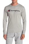 Champion Logo Print Long Sleeve T-shirt In Oxford Grey
