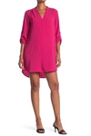 Lush Novak 3/4 Sleeve Shift Dress In Bright Ros