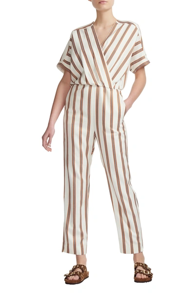 Maje Pieni Wrap-effect Striped Twill Jumpsuit