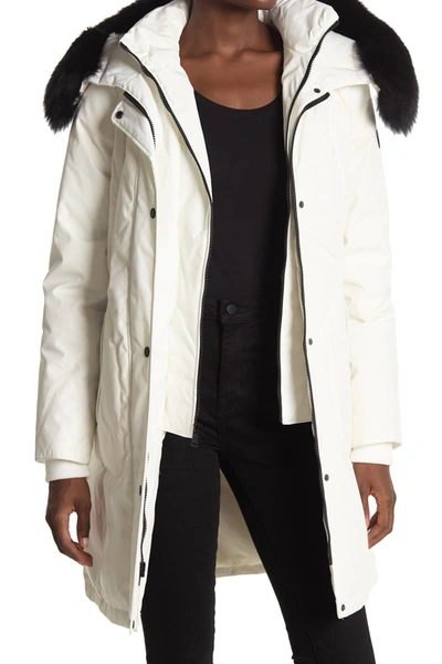 1 Madison Genuine Dyed Fox Fur Hooded Jacket In Cream