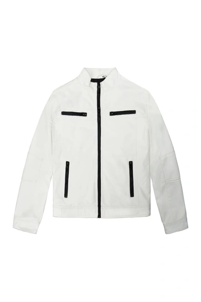 X-ray Faux Leather Casual Motorcycle Jacket In White