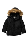 Ben Sherman Kids' Parka With Removable Faux Fur Hood In Black