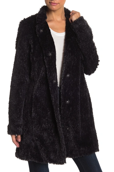 Kenneth Cole New York Shaggy Faux Fur Coat In Black