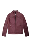 X-ray Kids' Faux Leather Casual Motorcycle Jacket In Burgundy