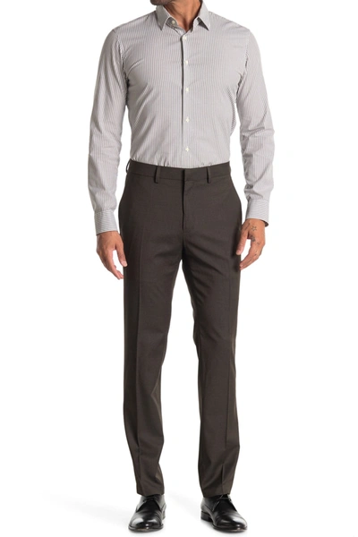Kenneth Cole Reaction Texture Weave Slim Fit Dress Pant In Chocolate