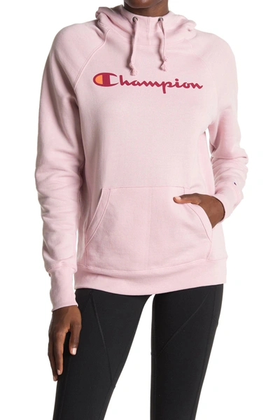 Champion Plus Size Powerblend Graphic Hooded Sweatshirt In Hush Pink