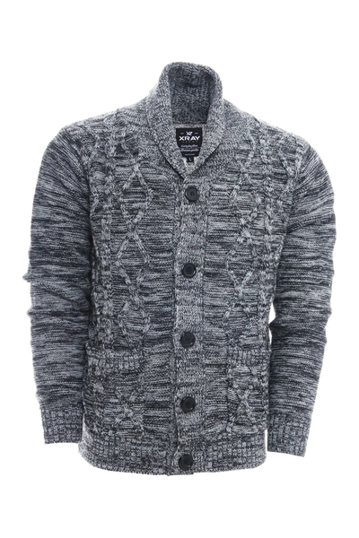 X-ray Cable Knit Button-down Sweater In Charcoal Grey