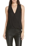 L Agence Mila Draped Silk Surplice Blouse In Black
