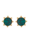 Kate Spade Gold-tone Bezel Set Crystal Stud Earrings In Emerald