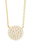 Argento Vivo Gold Plated Sterling Silver Cz Detail Circle Pendant Necklace
