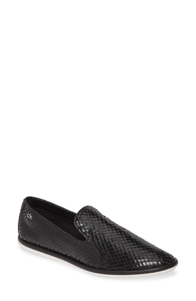 Calvin Klein Issa Armatura Snake Embossed Slip-on Sneaker In Black