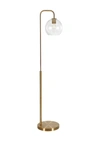 ADDISON AND LANE HARRISON BRASS ARC FLOOR LAMP WITH CLEAR GLASS SHADE,810325032941