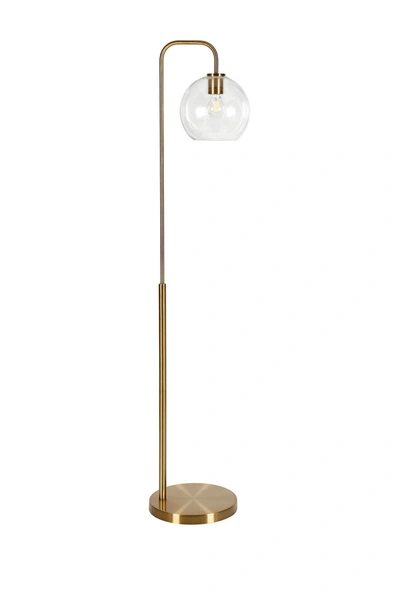 Addison And Lane Harrison Brass Arc Floor Lamp With Clear Glass Shade In Gold