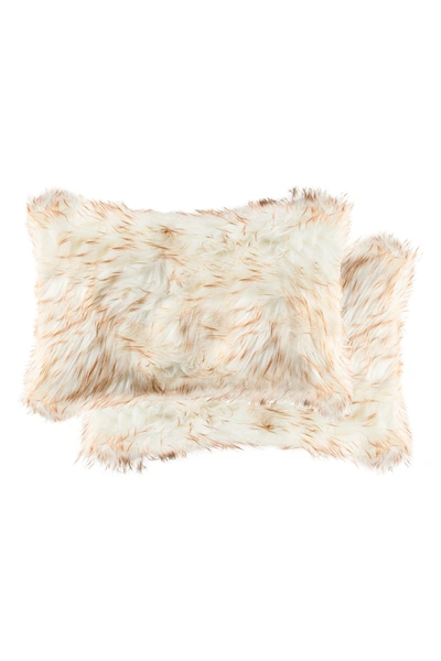 Luxe Belton Faux Fur Pillow In Gradient Tan