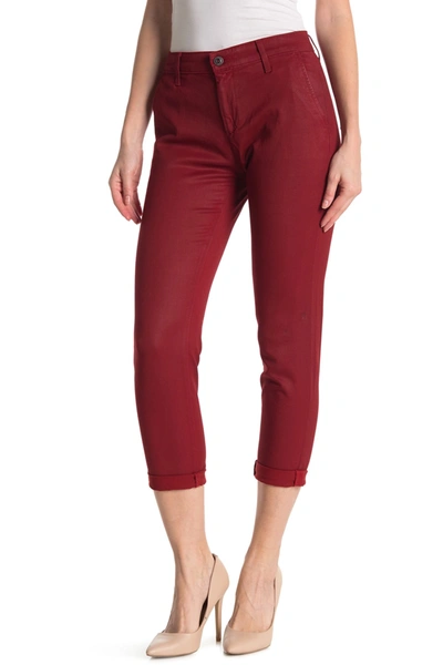Ag Caden Straight Crop Jeans In Leatherette Lt Red Amaryllis