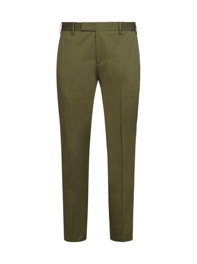 Pt01 Straight-leg Cotton-blend Trousers In Militare