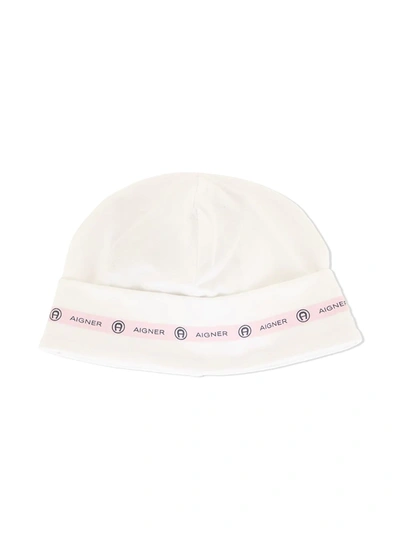 Aigner Babies' Logo织带套头帽 In White