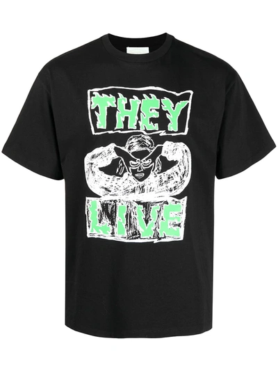 Aries They Live Cotton T-shirt In Black