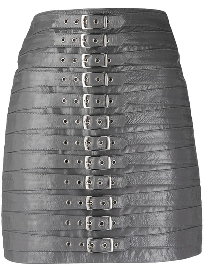 Manokhi Buckle-fastening High-waisted Skirt In Grey