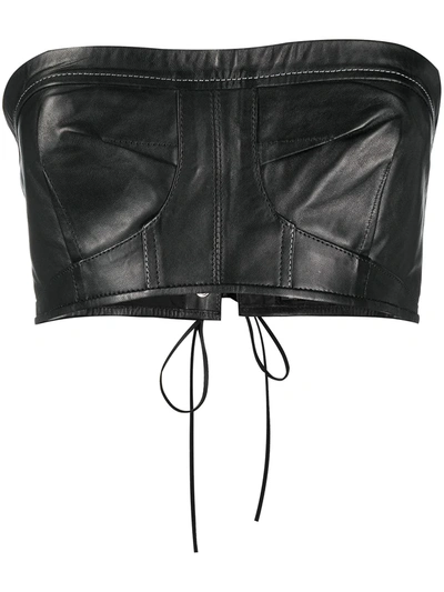 Manokhi Cropped Leather Top In Black