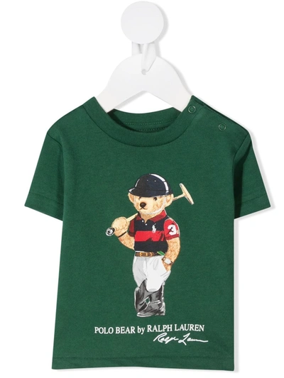 Ralph Lauren Babies' Logo Bear Print T-shirt In Green