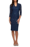 ALEX EVENINGS LACE COCKTAIL DRESS WITH JACKET,884002401979