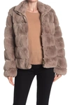 Calvin Klein Quilted Faux Fur Zip Jacket In Khaki